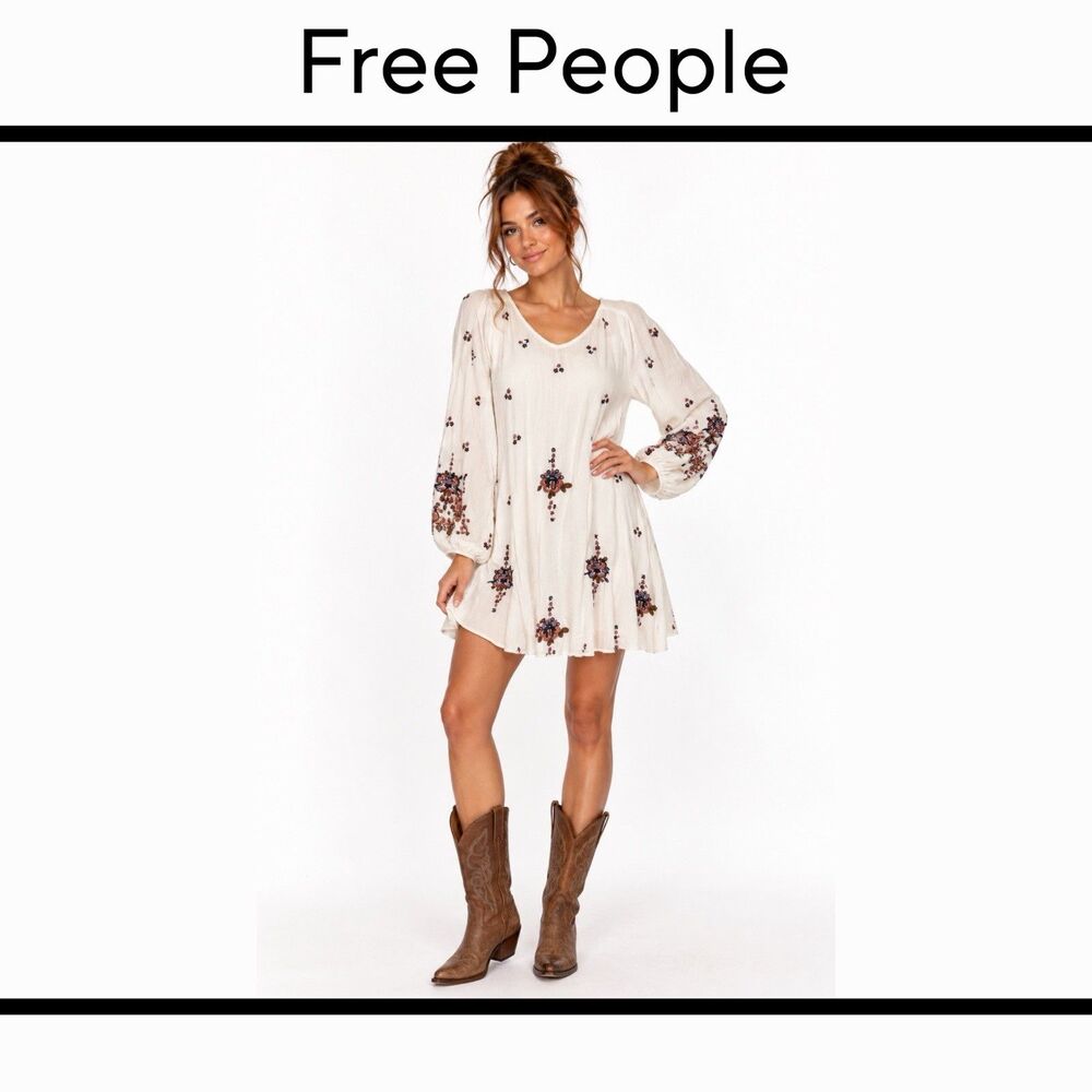 Free People Oxford Embroidered Mini Dress Size Medium